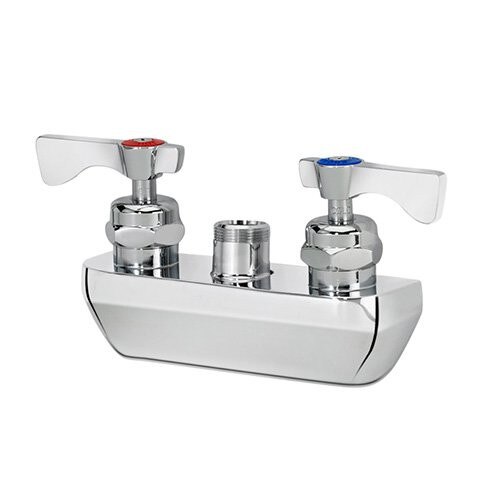 Center Faucet Inlets Center Wall Mount Faucet, Solid, Chrome Plated, 1/2 In Nps Male Inlets